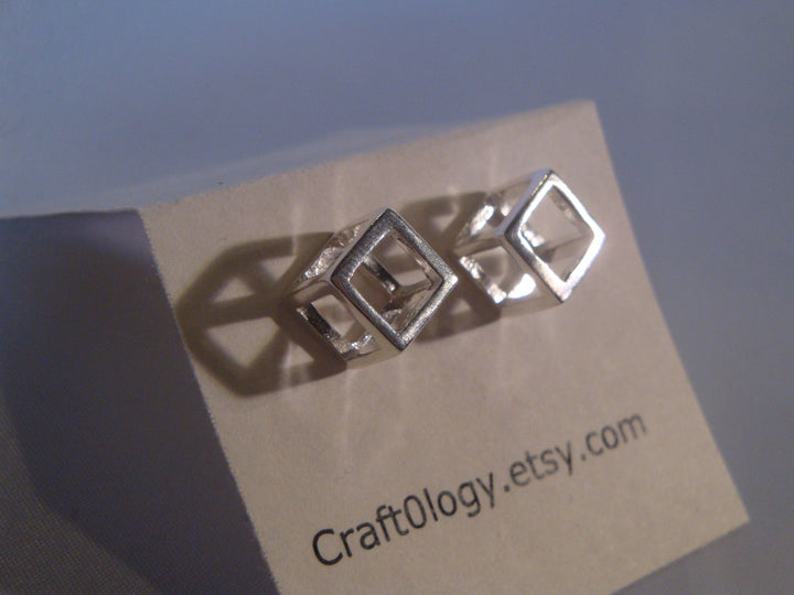 Sterling Silver Cube Earrings