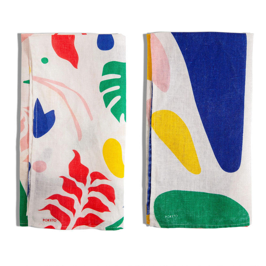 Multi-Color Linen Tea Towels, Set of 2