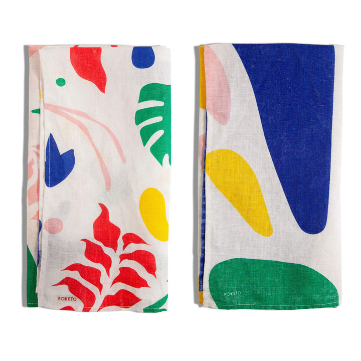 Multi-Color Linen Tea Towels, Set of 2