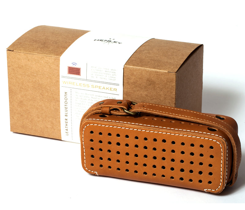 Henley Brands Leather Bluetooth Wireless Speaker