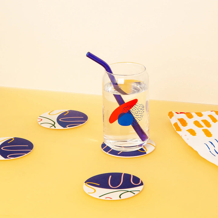 Blue and Red Drinking Glass