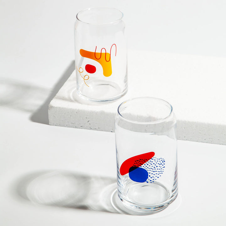 Blue and Red Drinking Glass