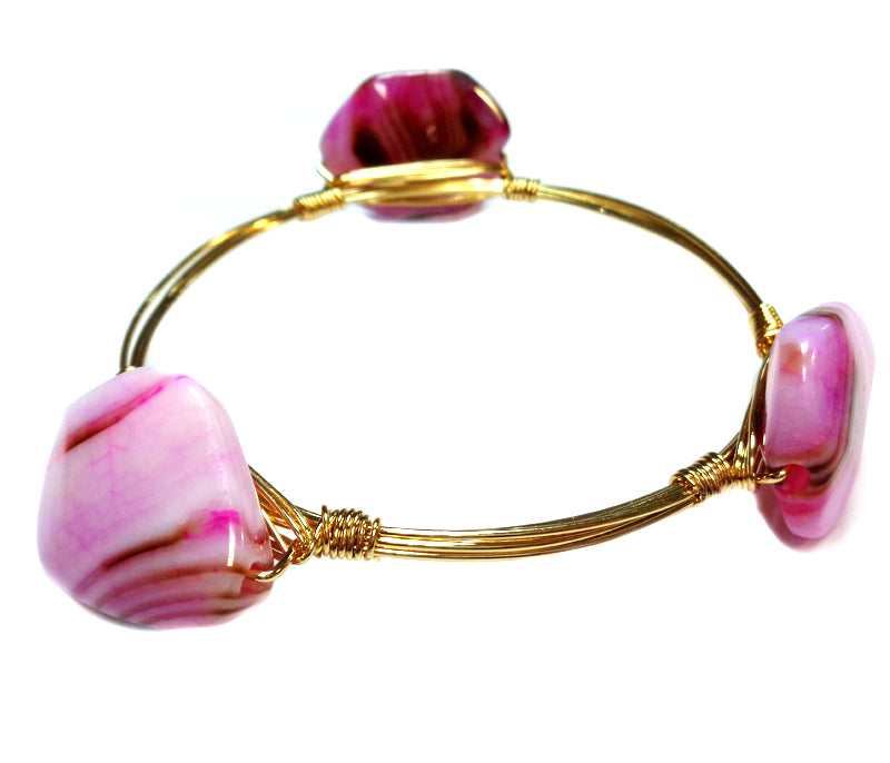 Dyed Agate and Pearl Bracelets