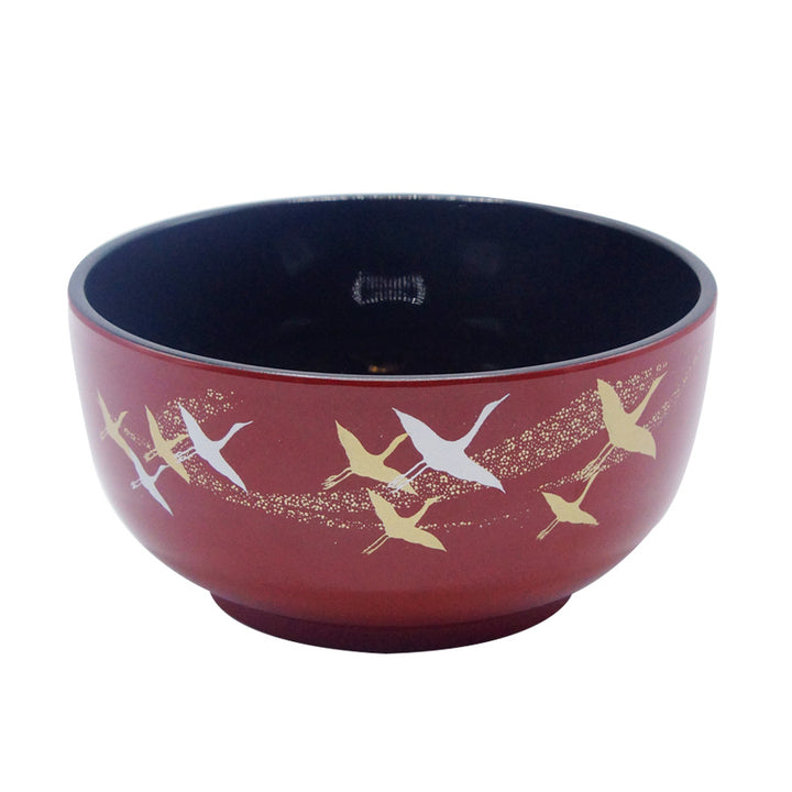 Japanese Crane Lacquer Rice Bowl