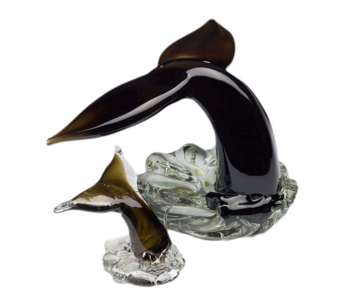 Hand Blown Glass Whale Tail Figurines