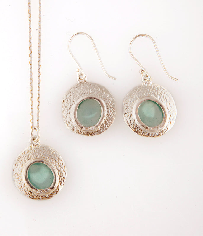 Roman Glass Aqua Necklace & Earring Set