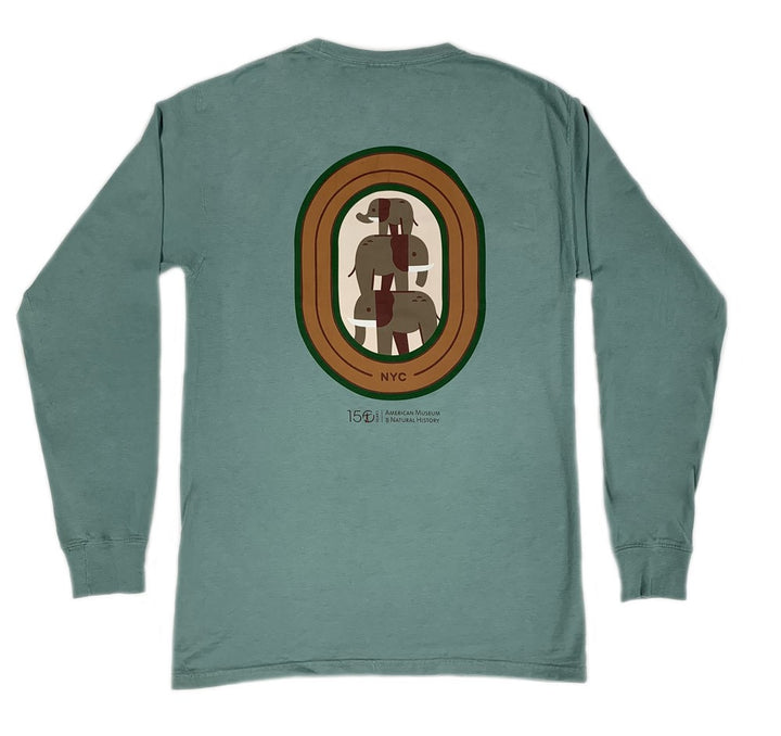 Adult Eco-Friendly Stacked Elephants LS T-Shirt