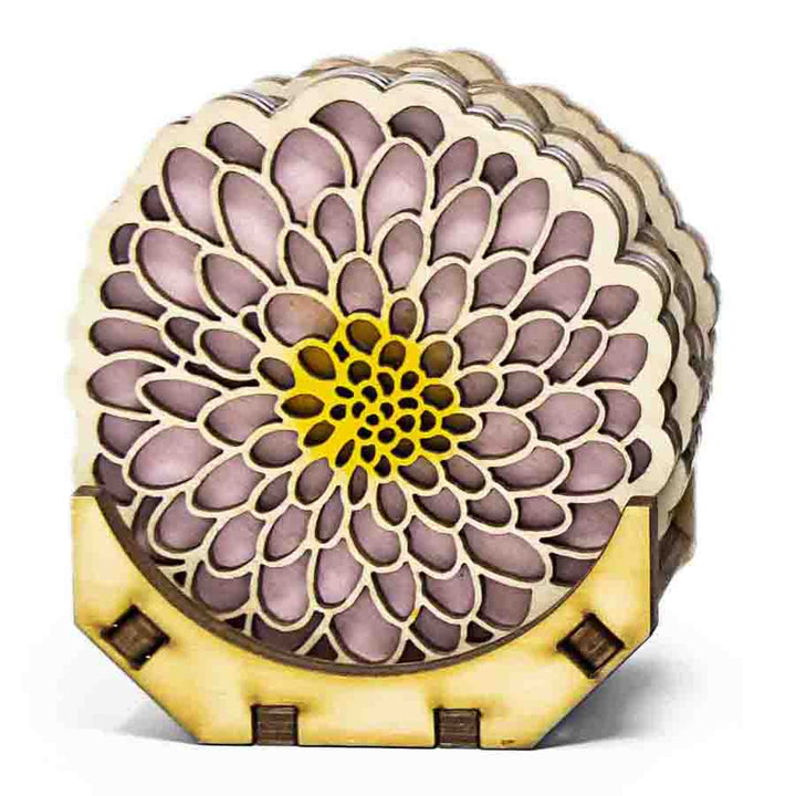 Lasercut Wood Coasters, Set of 4