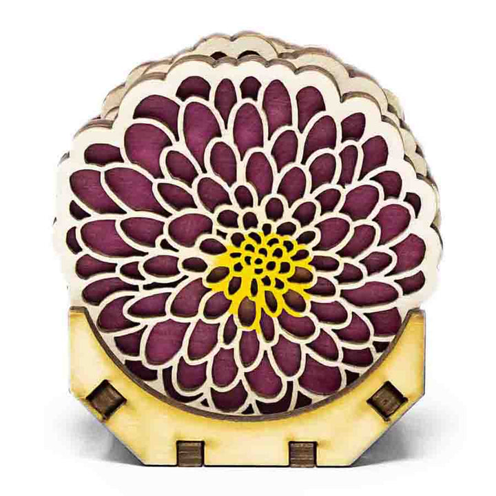 Lasercut Wood Coasters, Set of 4