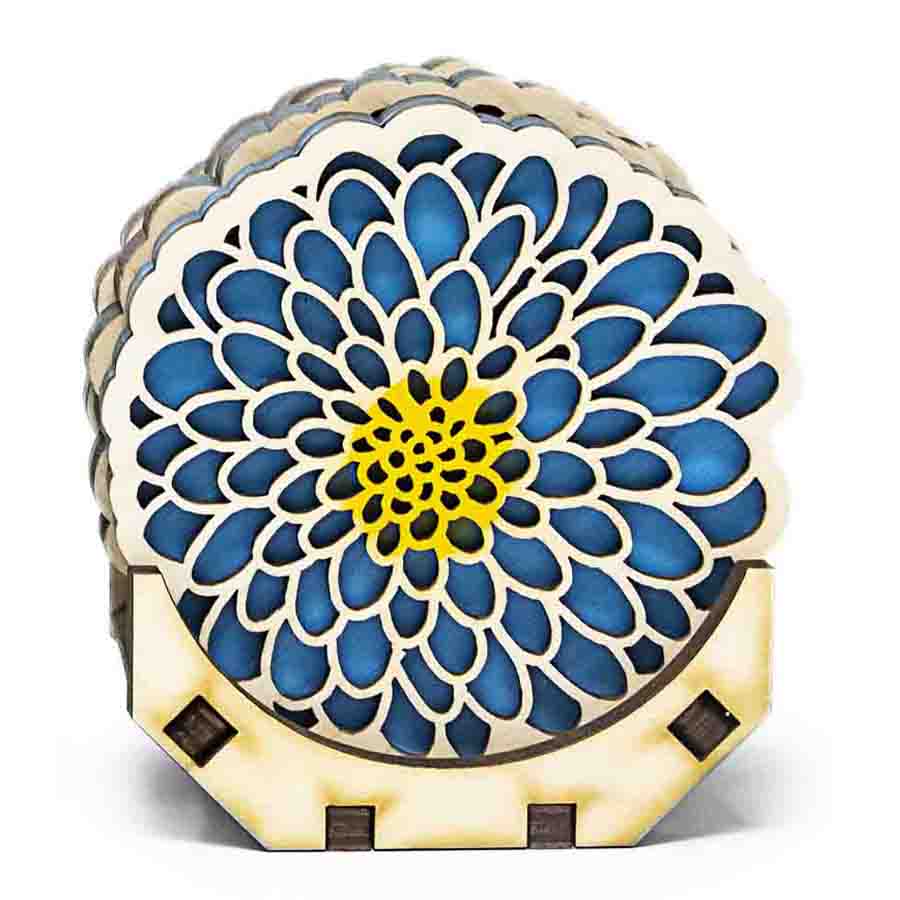 Lasercut Wood Coasters, Set of 4