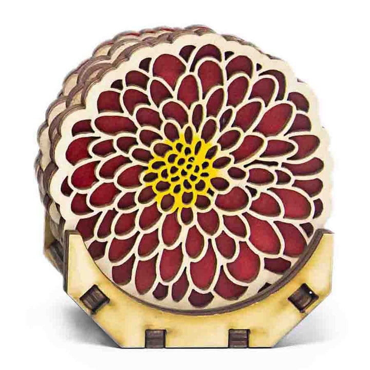 Lasercut Wood Coasters, Set of 4