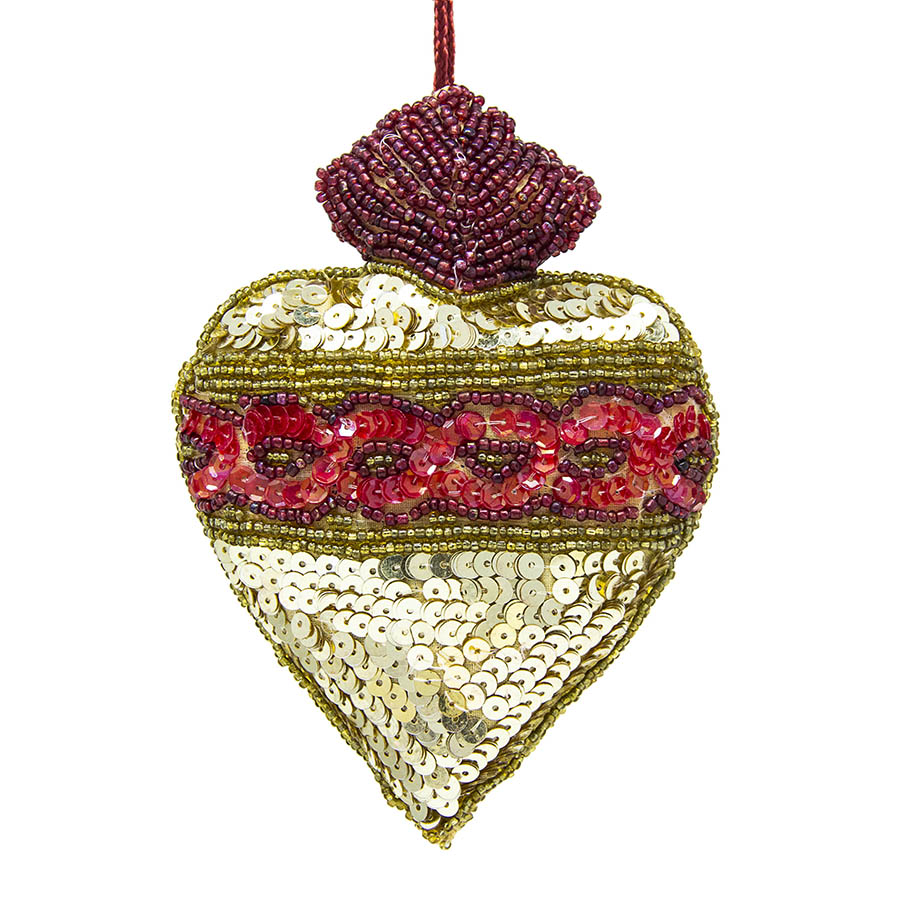 Beaded Sacred Heart Ornament