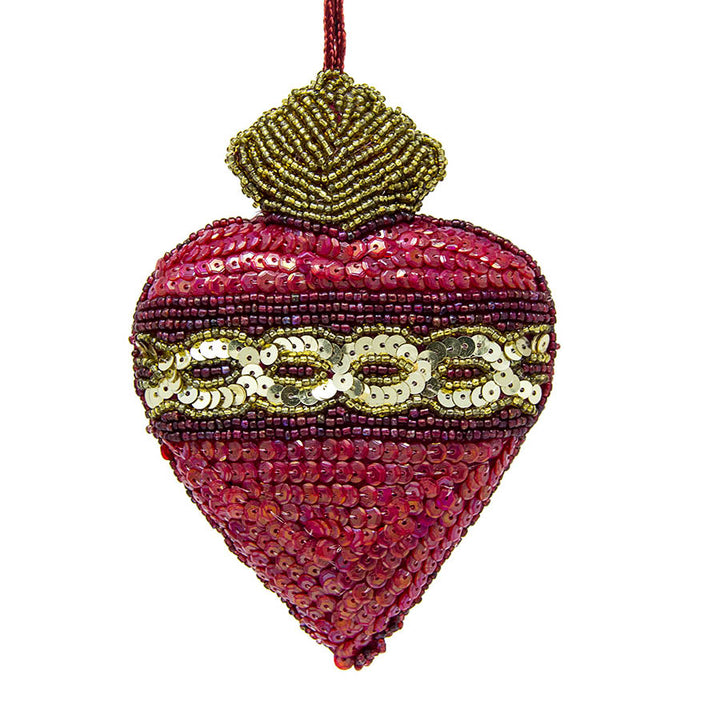 Beaded Sacred Heart Ornament