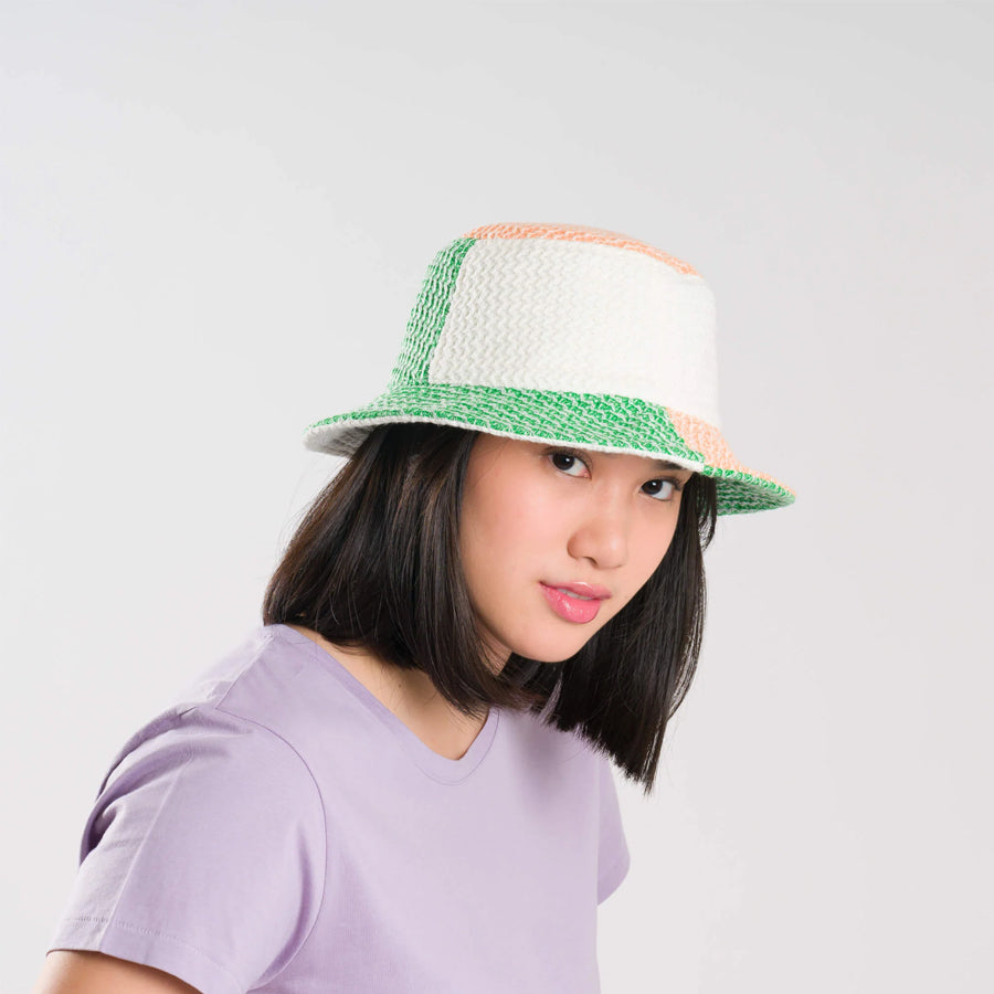 Squiggle Knit Bucket Hat by Verloop, Kelly and Peach