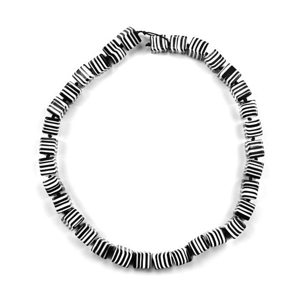 Black and White Resin Squares Necklace