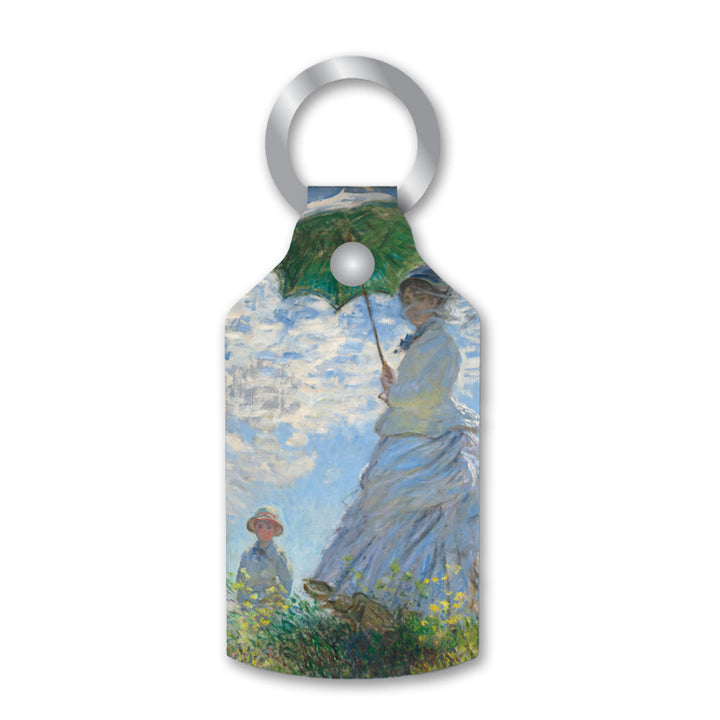 Claude Monet, Woman with a Parasol, Leather Keychain