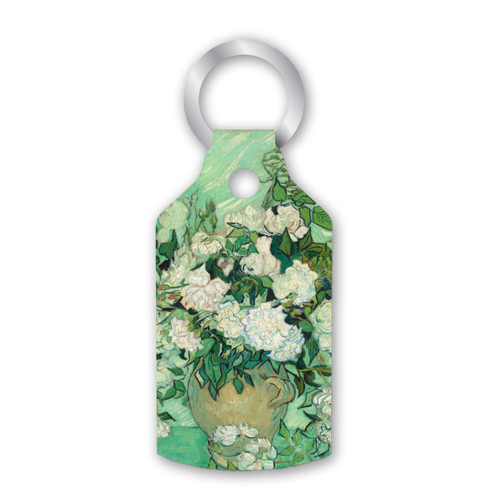 Van Gogh, Roses Leather Keychain