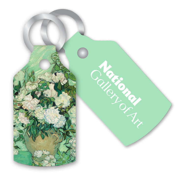 Van Gogh, Roses Leather Keychain