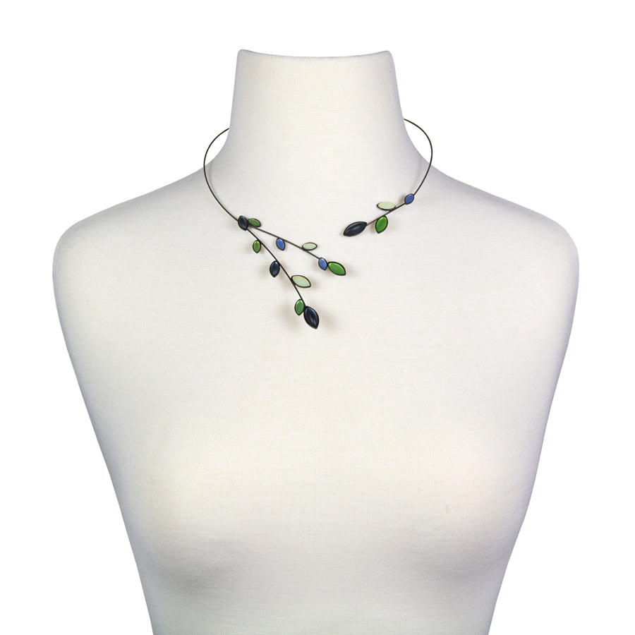 Petal Floating Necklace, Green and Blue