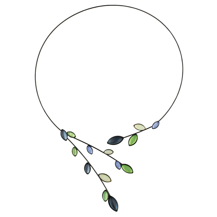 Petal Floating Necklace, Green and Blue