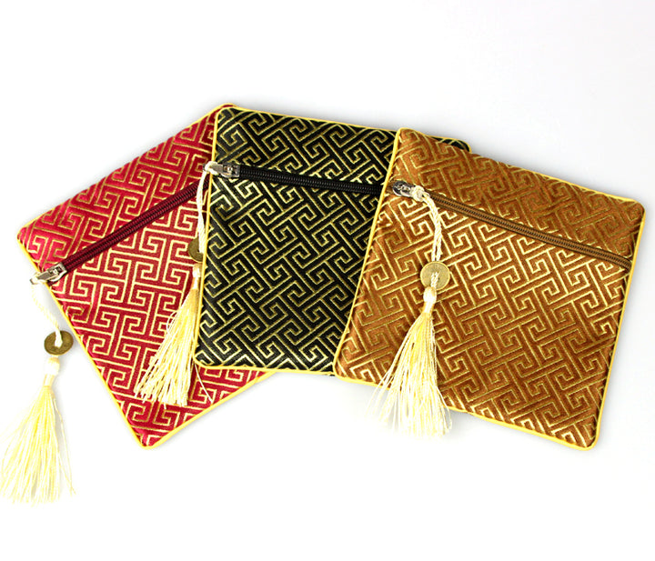 Silk Brocade Rectangular Spiral Design Purse