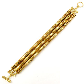 Annular Gold Bead 3-Strand Bracelet