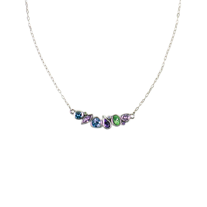Sabine Blue and Green Crystal Arc Necklace