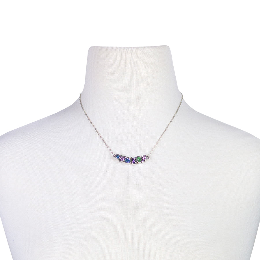 Sabine Blue and Green Crystal Arc Necklace