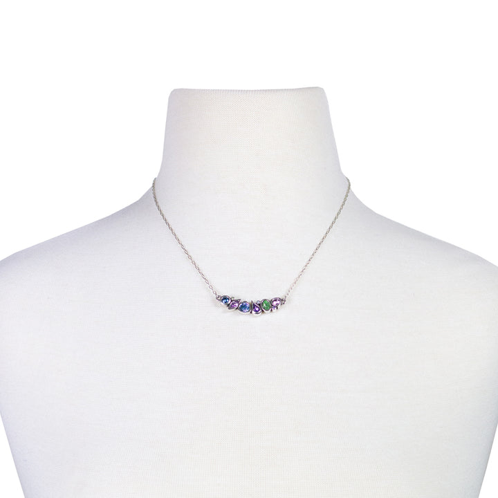 Sabine Blue and Green Crystal Arc Necklace