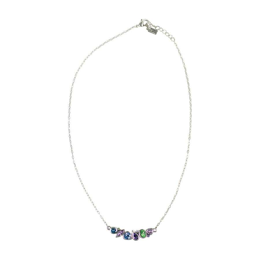 Sabine Blue and Green Crystal Arc Necklace