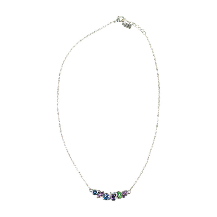 Sabine Blue and Green Crystal Arc Necklace
