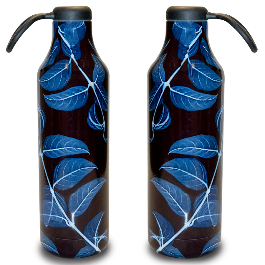 Large Blue Leaves Stainless Steel Water Bottle