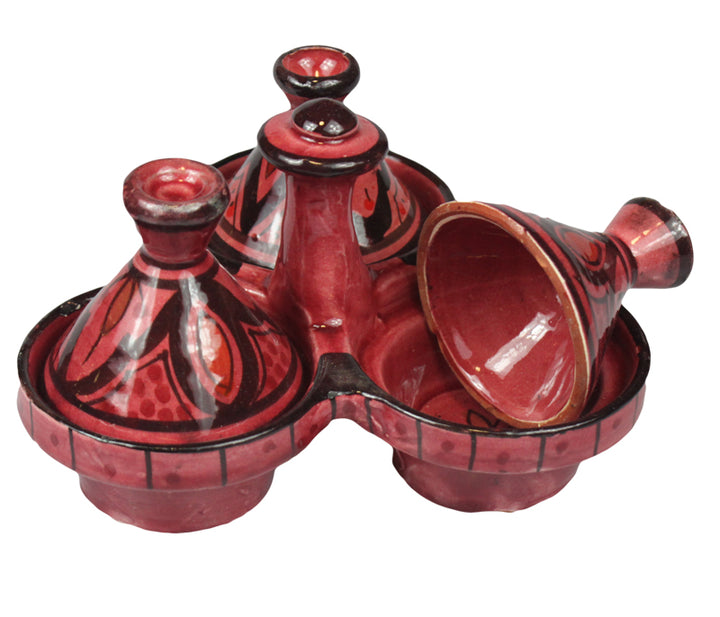 Hand Painted Miniature Tajine Styled Salt, Pepper & Cumin Set