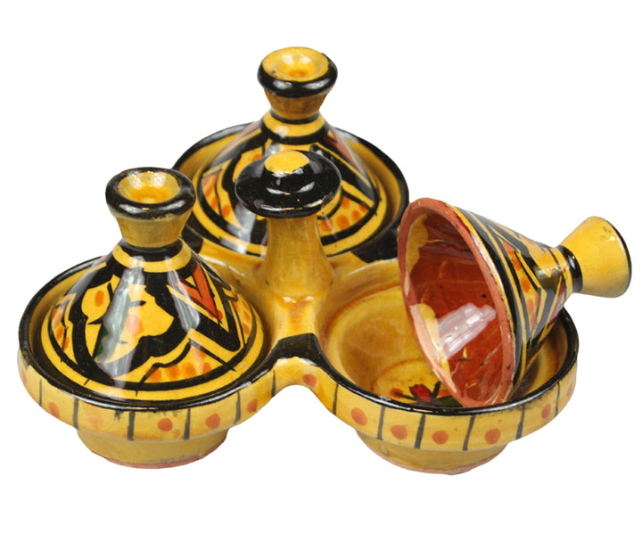 Hand Painted Miniature Tajine Styled Salt, Pepper & Cumin Set