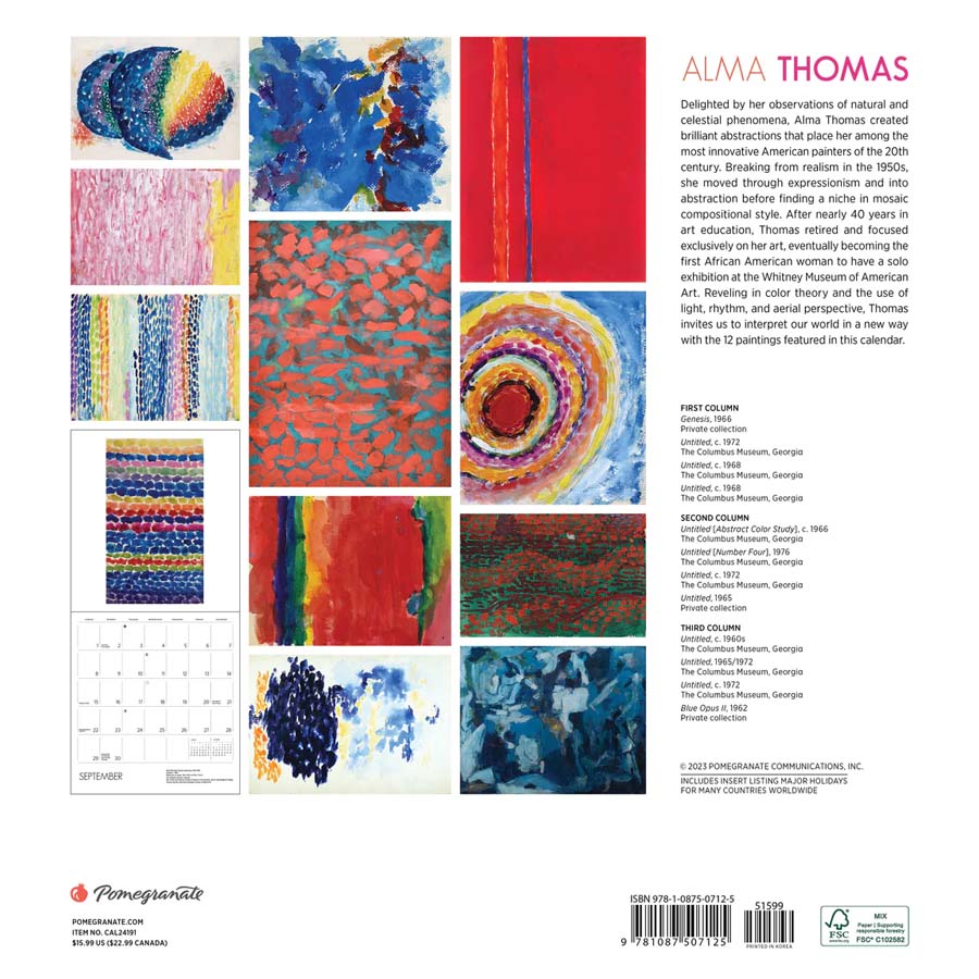 Alma Thomas 2024 Wall Calendar