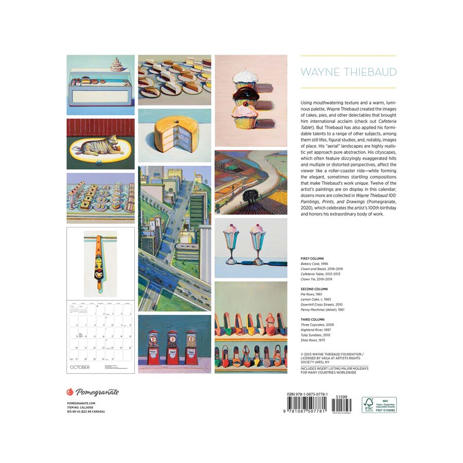 Wayne Thiebaud 2024 Wall Calendar