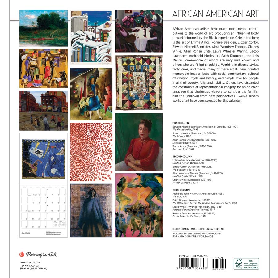 African American Art 2024 Wall Calendar