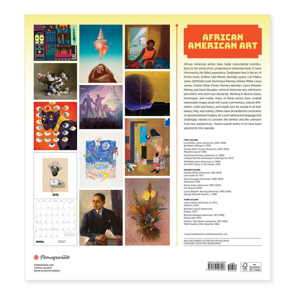 African American Art 2025 Wall Calendar