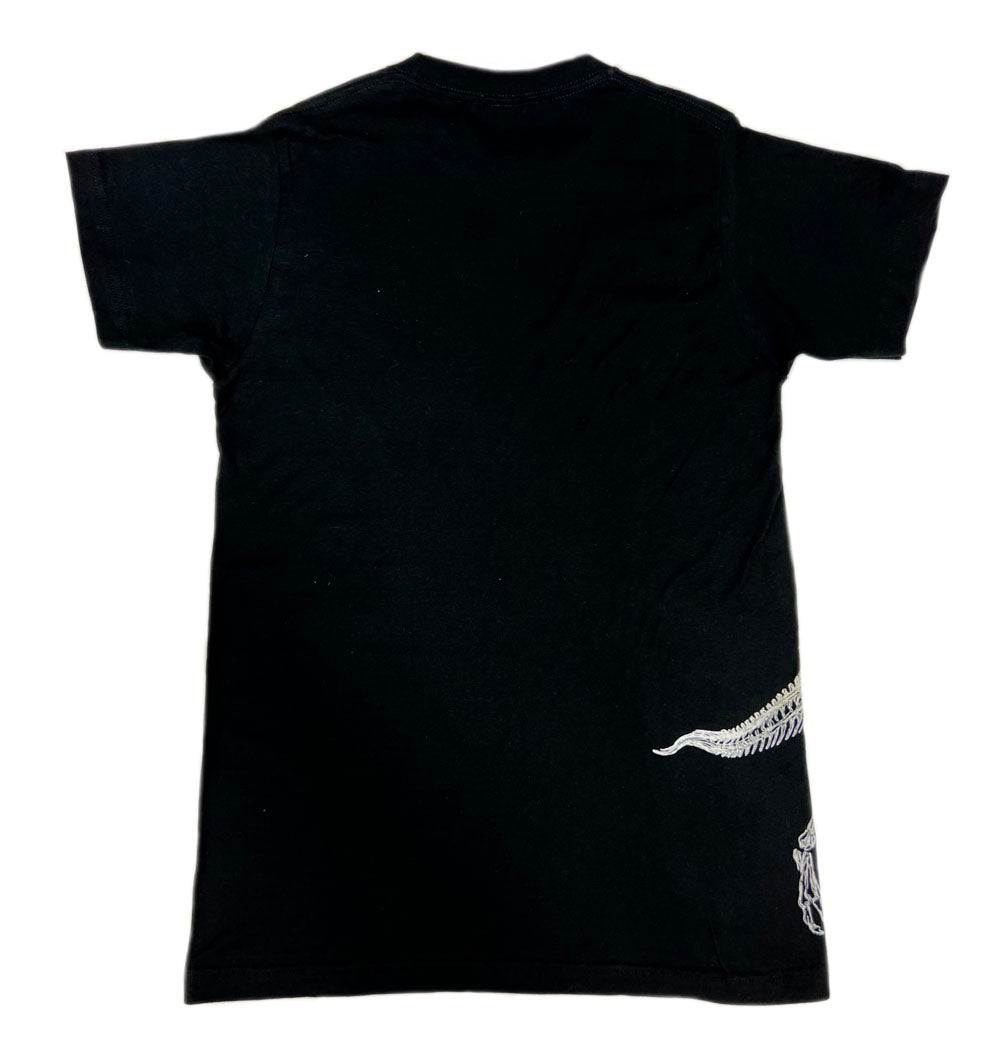 Adult Black AMNH T.Rex Skeleton Wrap Around T-Shirt Back
