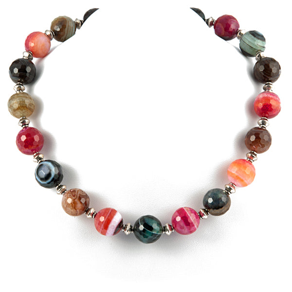 Faceted Agate Choker with Pewter Spacers