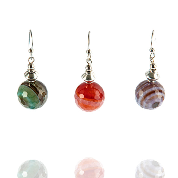 Faceted Banded Agate Earring