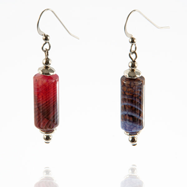 Banded Agate Cylinder Earring