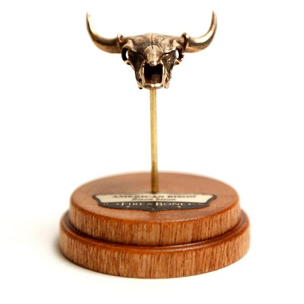 White Bronze American Bison Necklace with Display Base