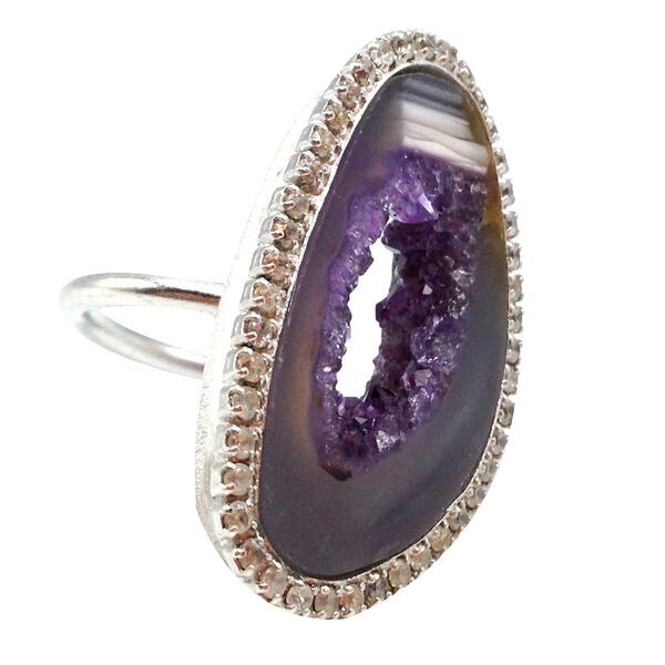 Open Agate Slice Sparkle Ring