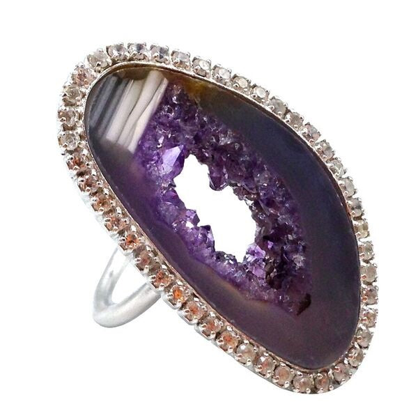 Open Agate Slice Sparkle Ring