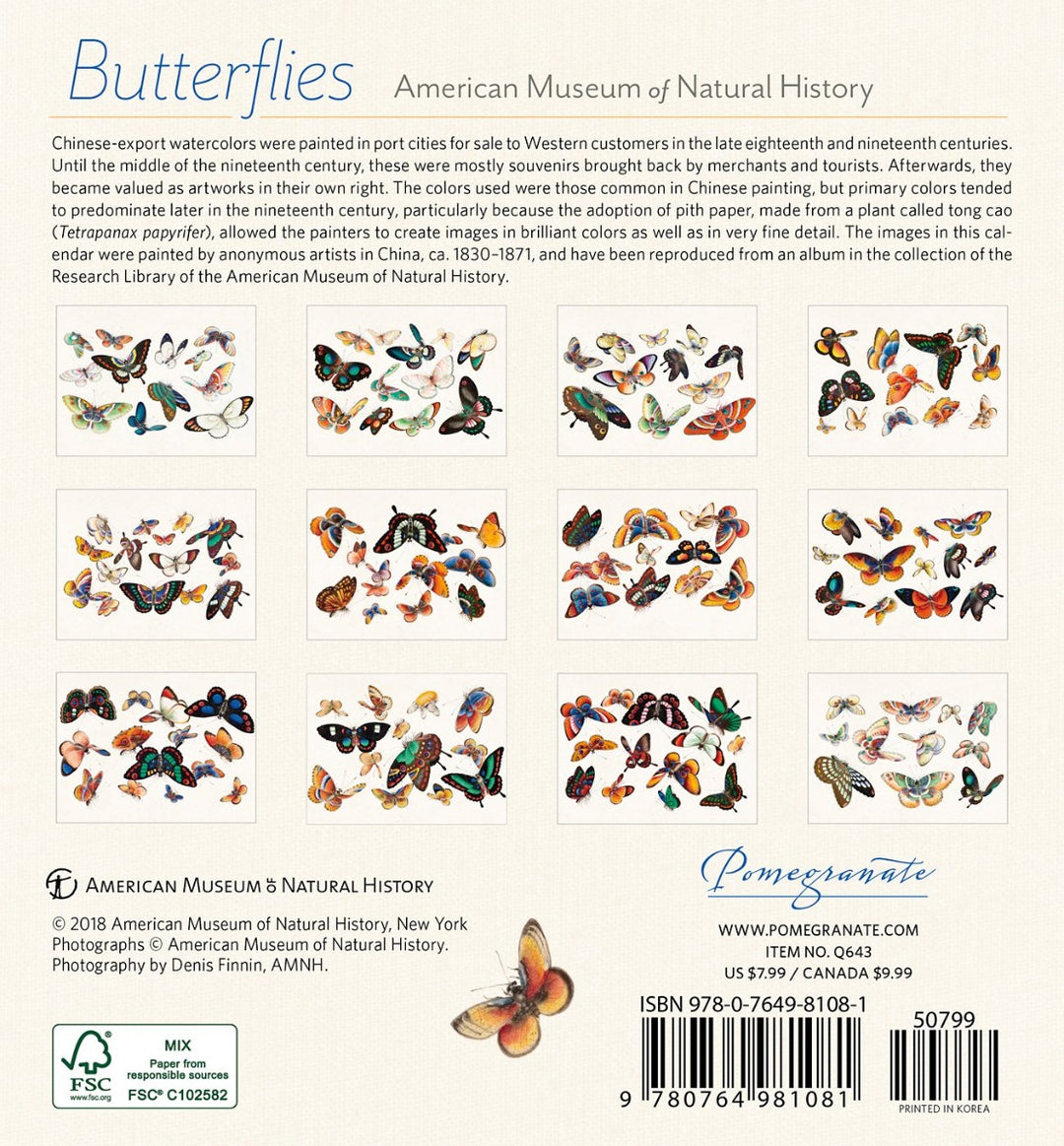 American Museum of Natural History 2019 Butterflies Mini Calendar