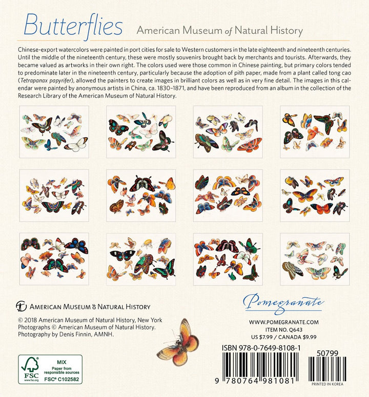 American Museum of Natural History 2019 Butterflies Mini Calendar