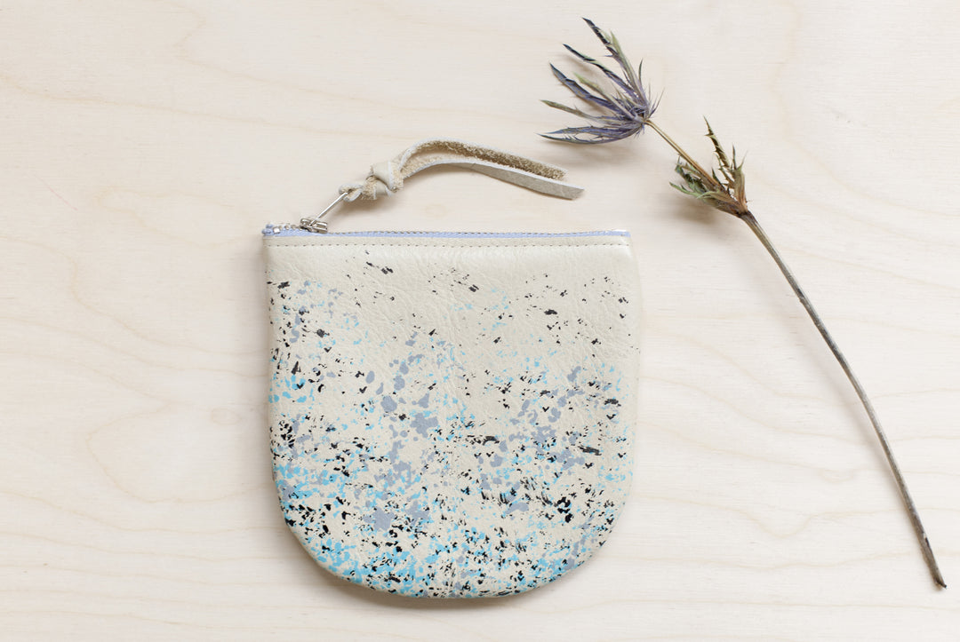Blue Speckled Leather Pouch