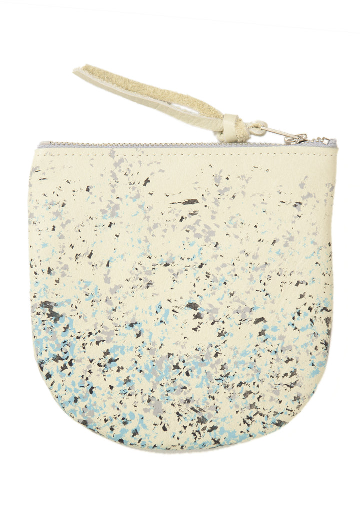 Blue Speckled Leather Pouch