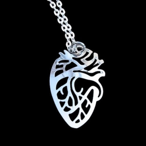 Silver Anatomical Heart Necklace